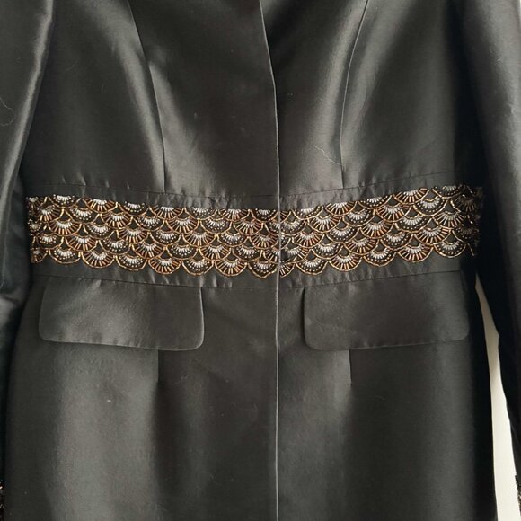 Albert Nipon Wool Silk Blend Beaded Detail Knee Lenght Evening Jacket 4 - Picture 6 of 8